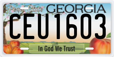 GA license plate CEU1603