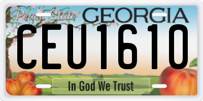 GA license plate CEU1610
