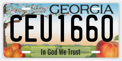 GA license plate CEU1660