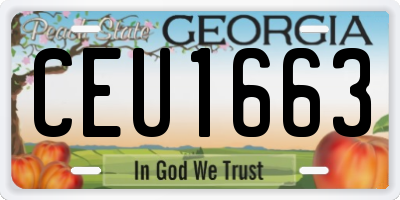 GA license plate CEU1663