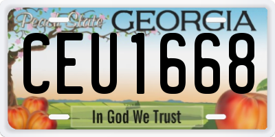GA license plate CEU1668