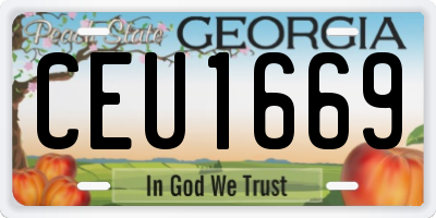 GA license plate CEU1669