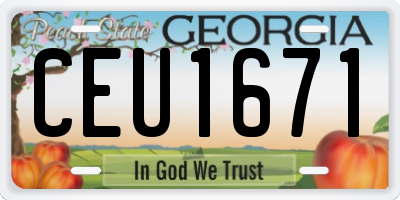 GA license plate CEU1671