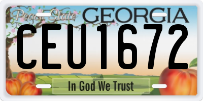 GA license plate CEU1672