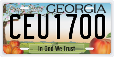 GA license plate CEU1700