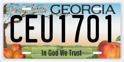 GA license plate CEU1701