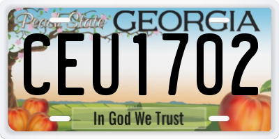 GA license plate CEU1702