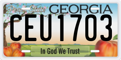 GA license plate CEU1703