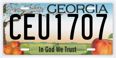 GA license plate CEU1707