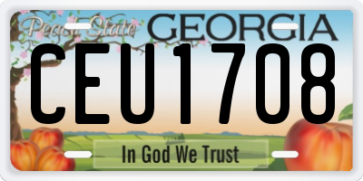 GA license plate CEU1708