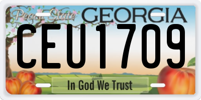 GA license plate CEU1709