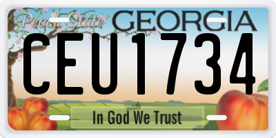 GA license plate CEU1734
