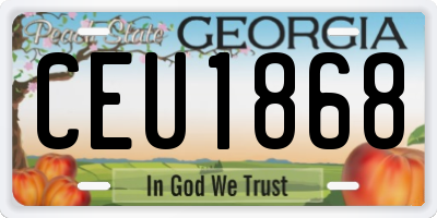 GA license plate CEU1868