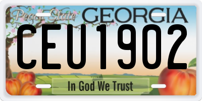 GA license plate CEU1902