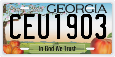 GA license plate CEU1903