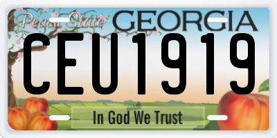 GA license plate CEU1919