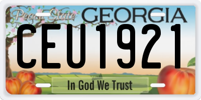 GA license plate CEU1921