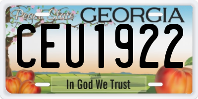 GA license plate CEU1922