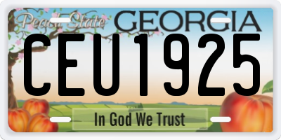 GA license plate CEU1925