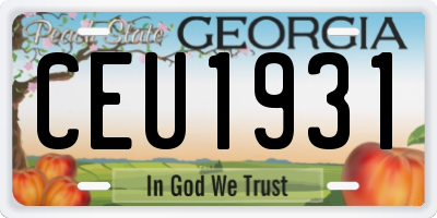GA license plate CEU1931