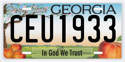 GA license plate CEU1933