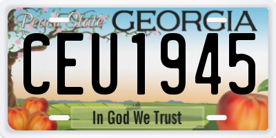 GA license plate CEU1945