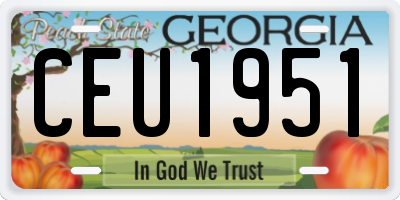 GA license plate CEU1951
