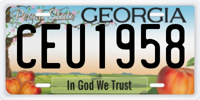 GA license plate CEU1958