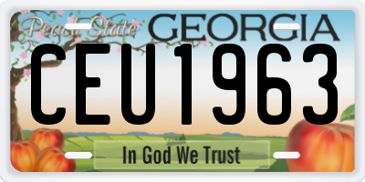 GA license plate CEU1963