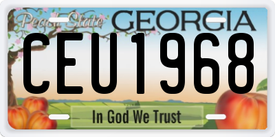 GA license plate CEU1968