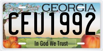 GA license plate CEU1992
