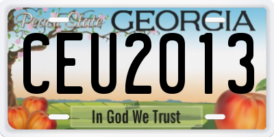 GA license plate CEU2013