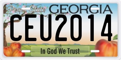GA license plate CEU2014