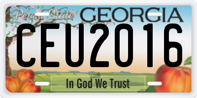 GA license plate CEU2016