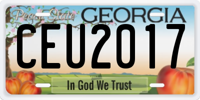 GA license plate CEU2017