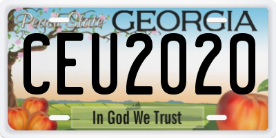 GA license plate CEU2020