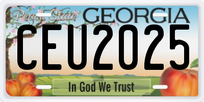 GA license plate CEU2025