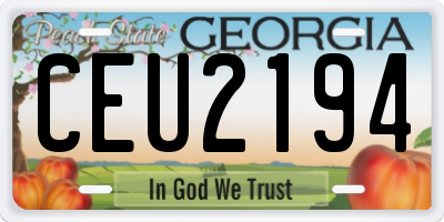 GA license plate CEU2194
