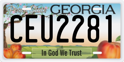 GA license plate CEU2281