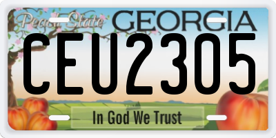 GA license plate CEU2305