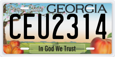 GA license plate CEU2314