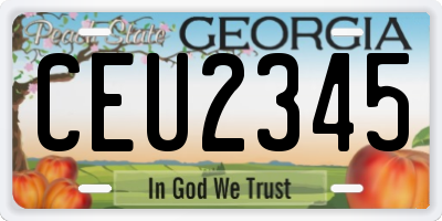 GA license plate CEU2345