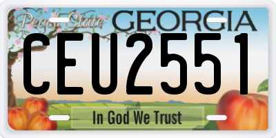 GA license plate CEU2551