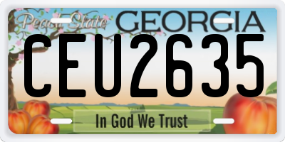 GA license plate CEU2635