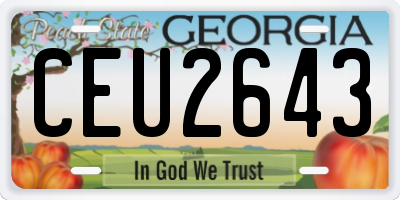 GA license plate CEU2643