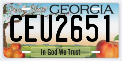GA license plate CEU2651