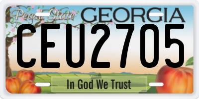GA license plate CEU2705