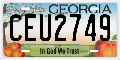 GA license plate CEU2749