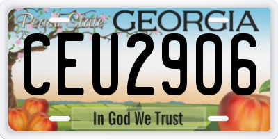 GA license plate CEU2906