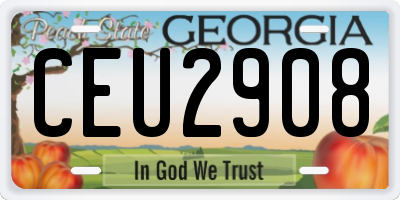 GA license plate CEU2908